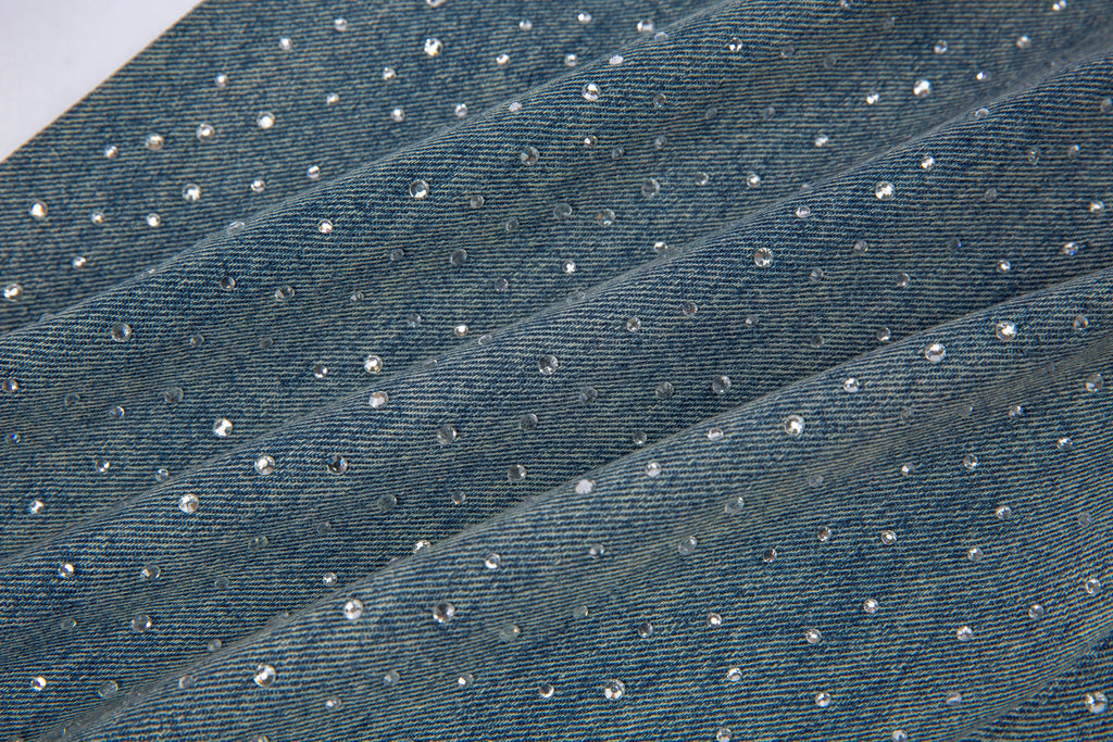 RHINESTONE V PATCH DENIM BLUE