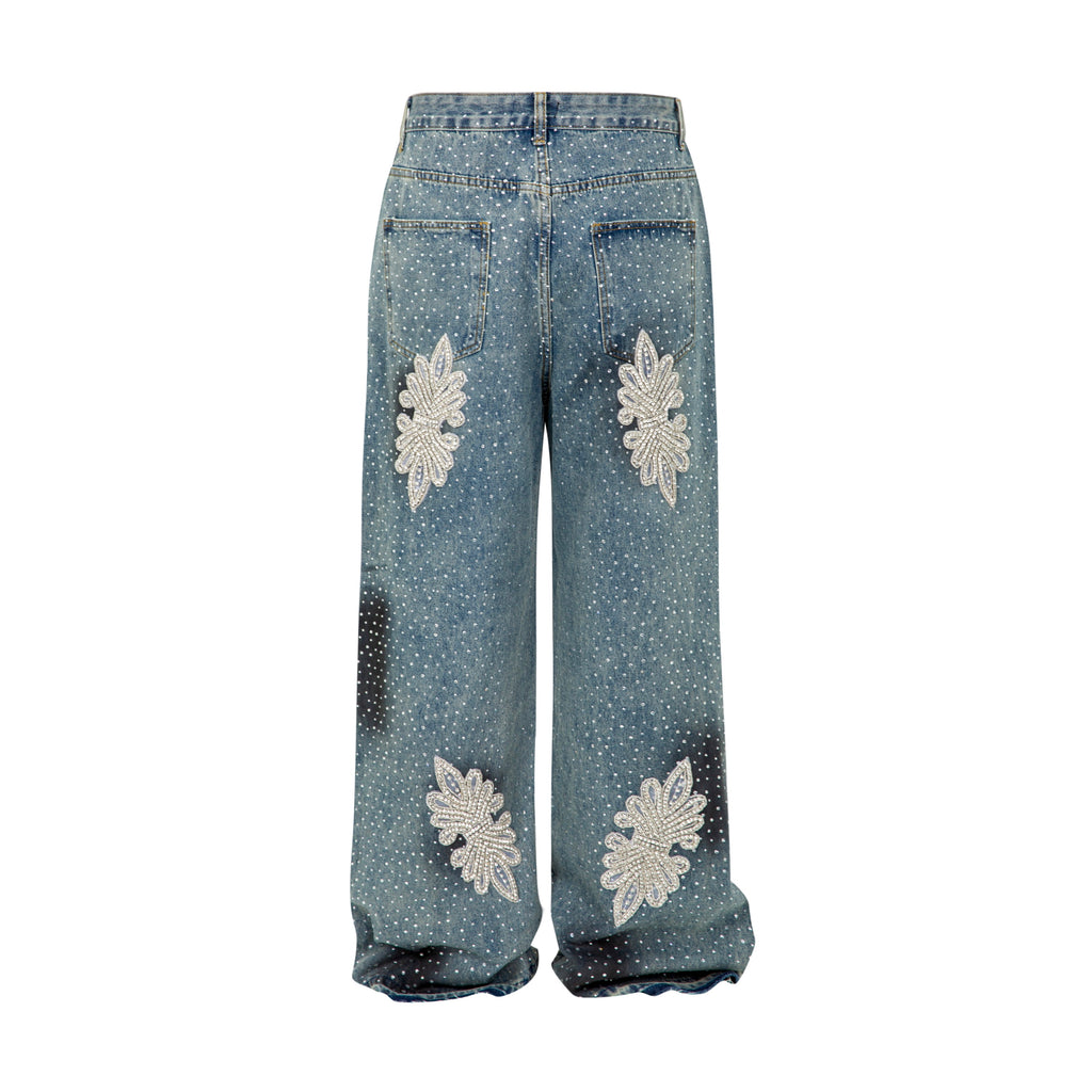 RHINESTONE V PATCH DENIM BLUE