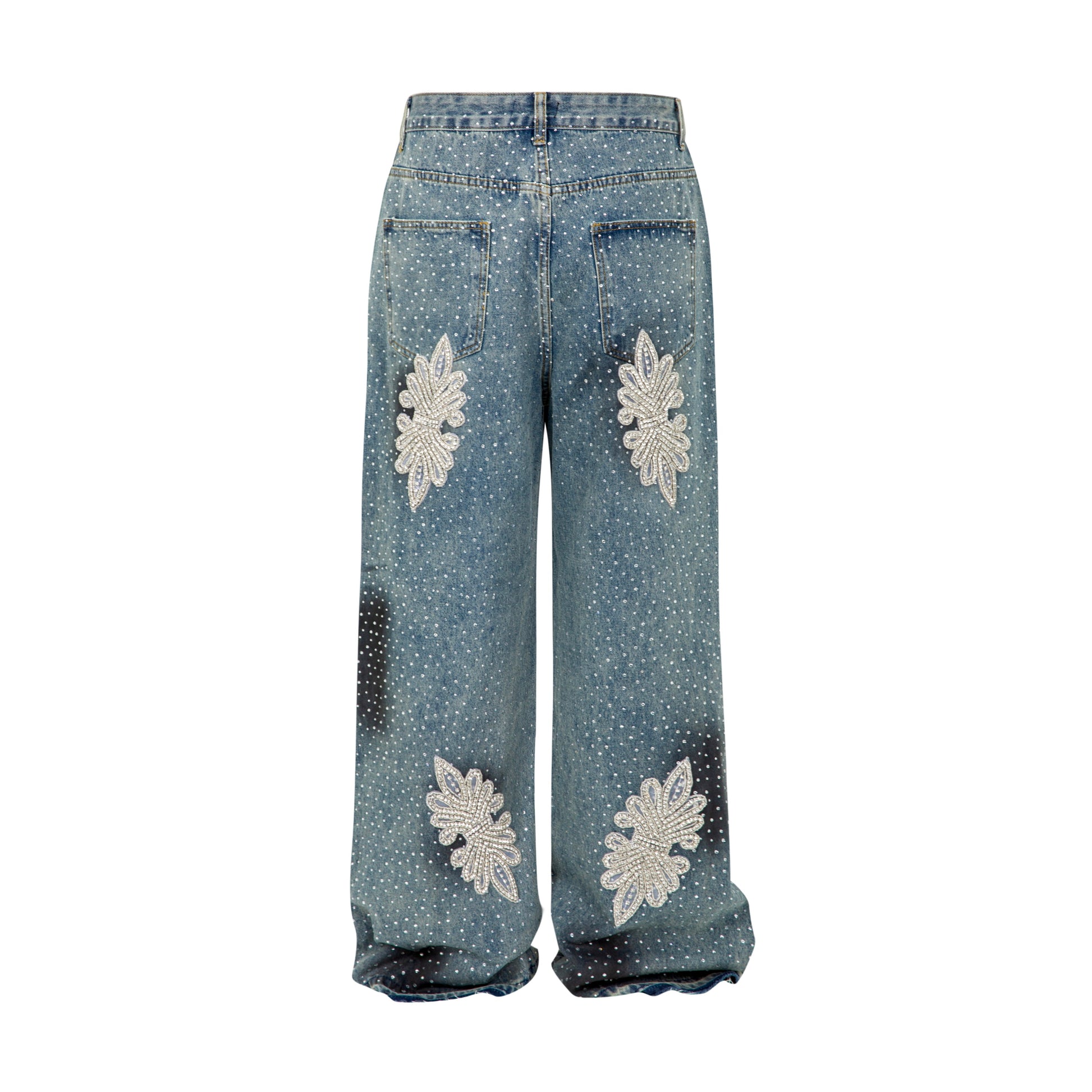 RHINESTONE V PATCH DENIM BLUE