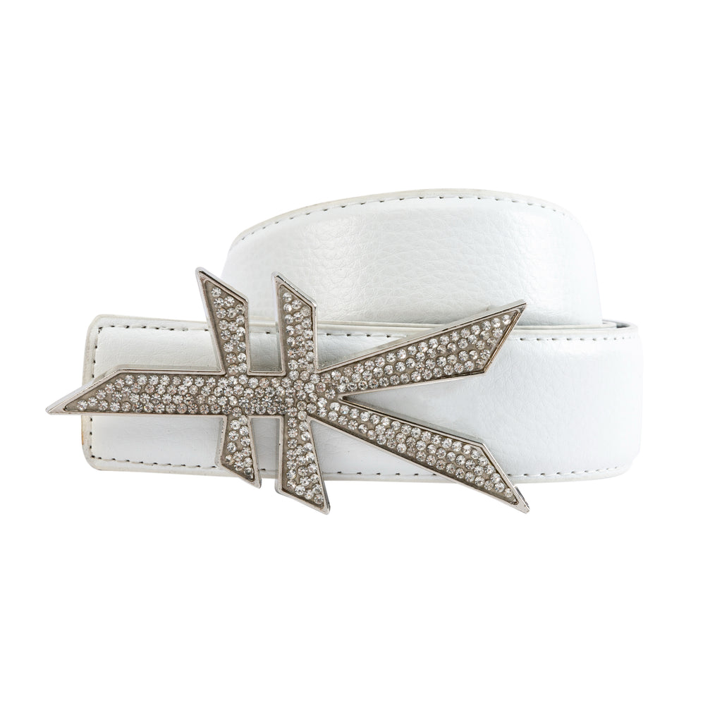 ¥ RHINESTONE WHITE BELT