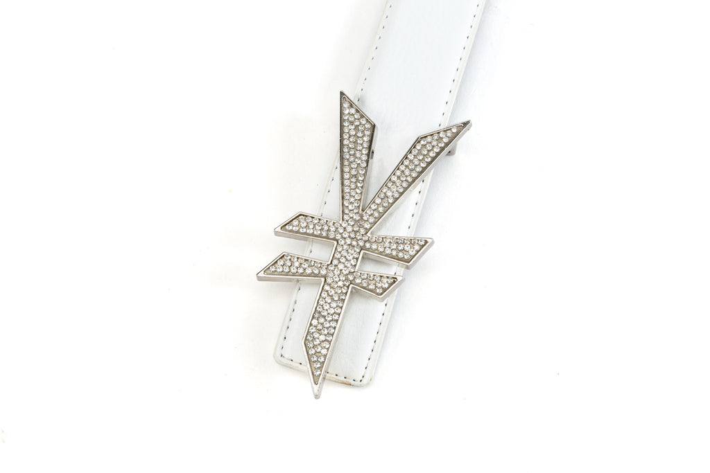 ¥ RHINESTONE WHITE BELT