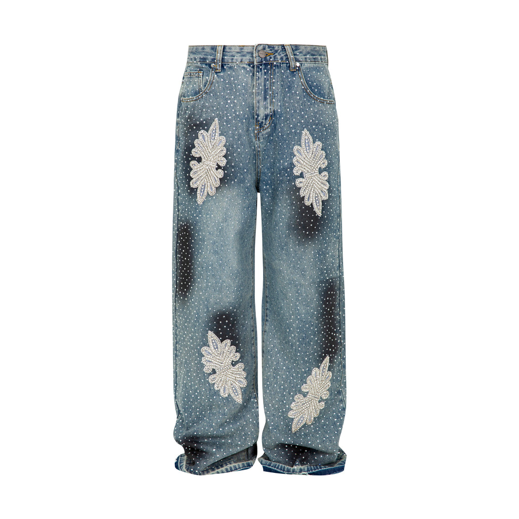 RHINESTONE V PATCH DENIM BLUE