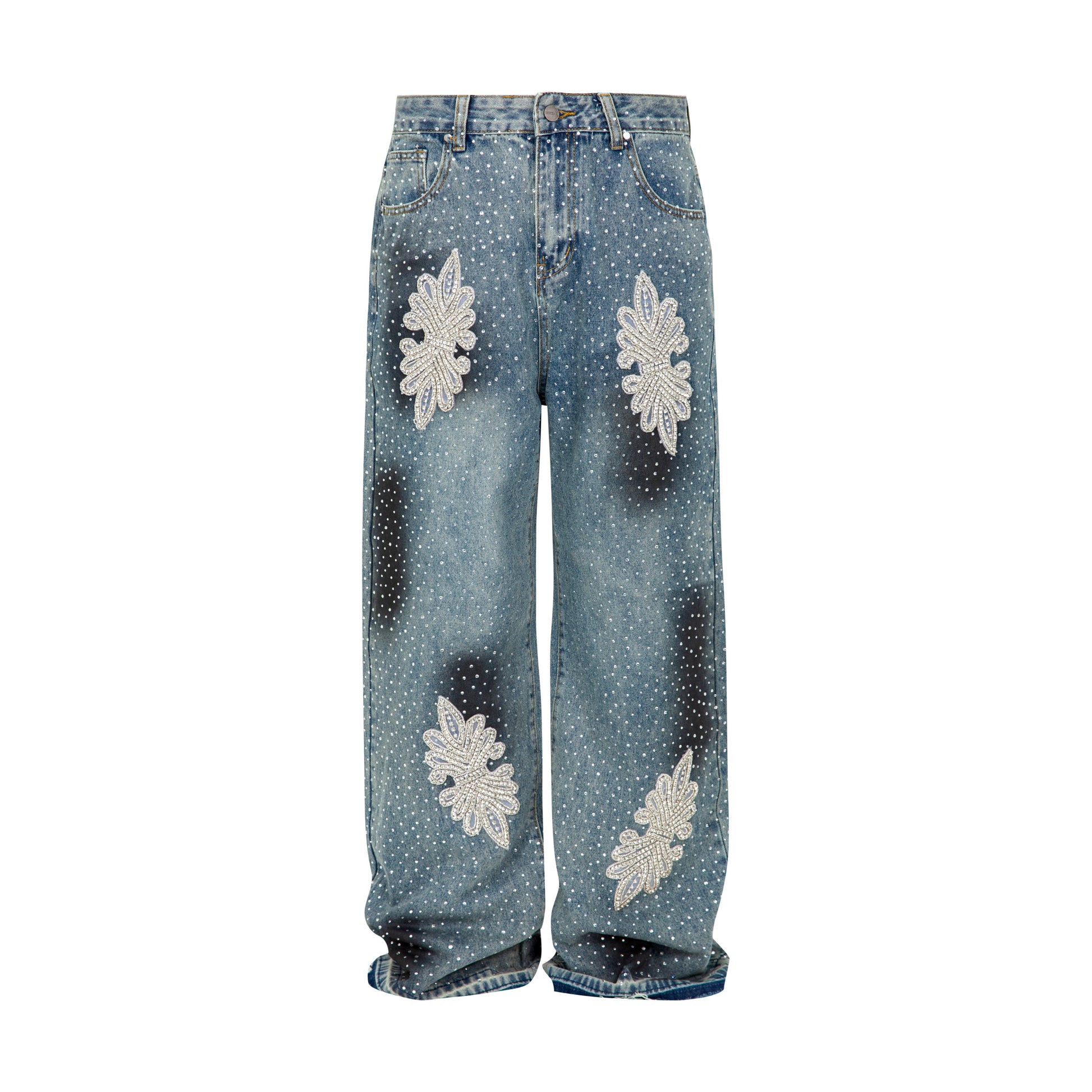 RHINESTONE V PATCH DENIM BLUE