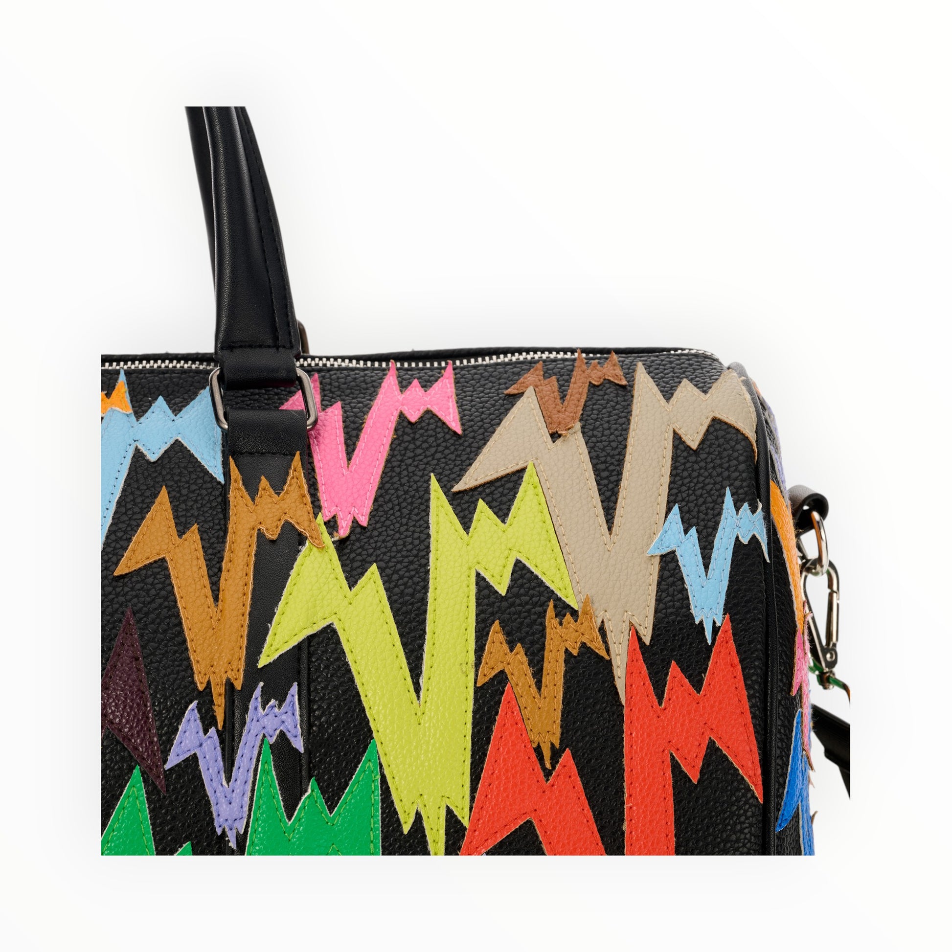 MULTICOLOR LEATHER PATCH DUFFLE BAG