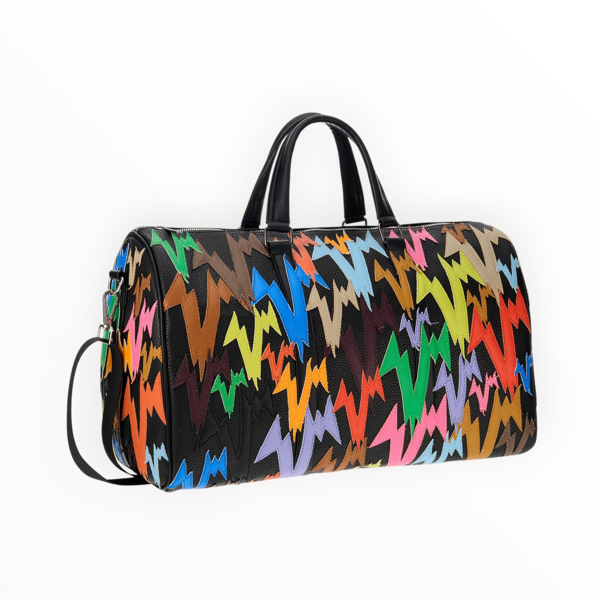 MULTICOLOR LEATHER PATCH DUFFLE BAG