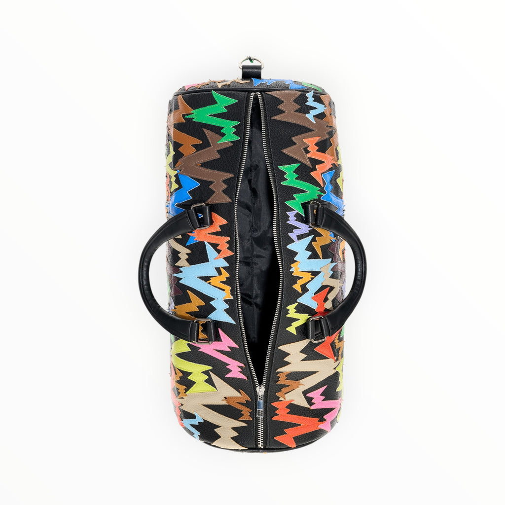 MULTICOLOR LEATHER PATCH DUFFLE BAG