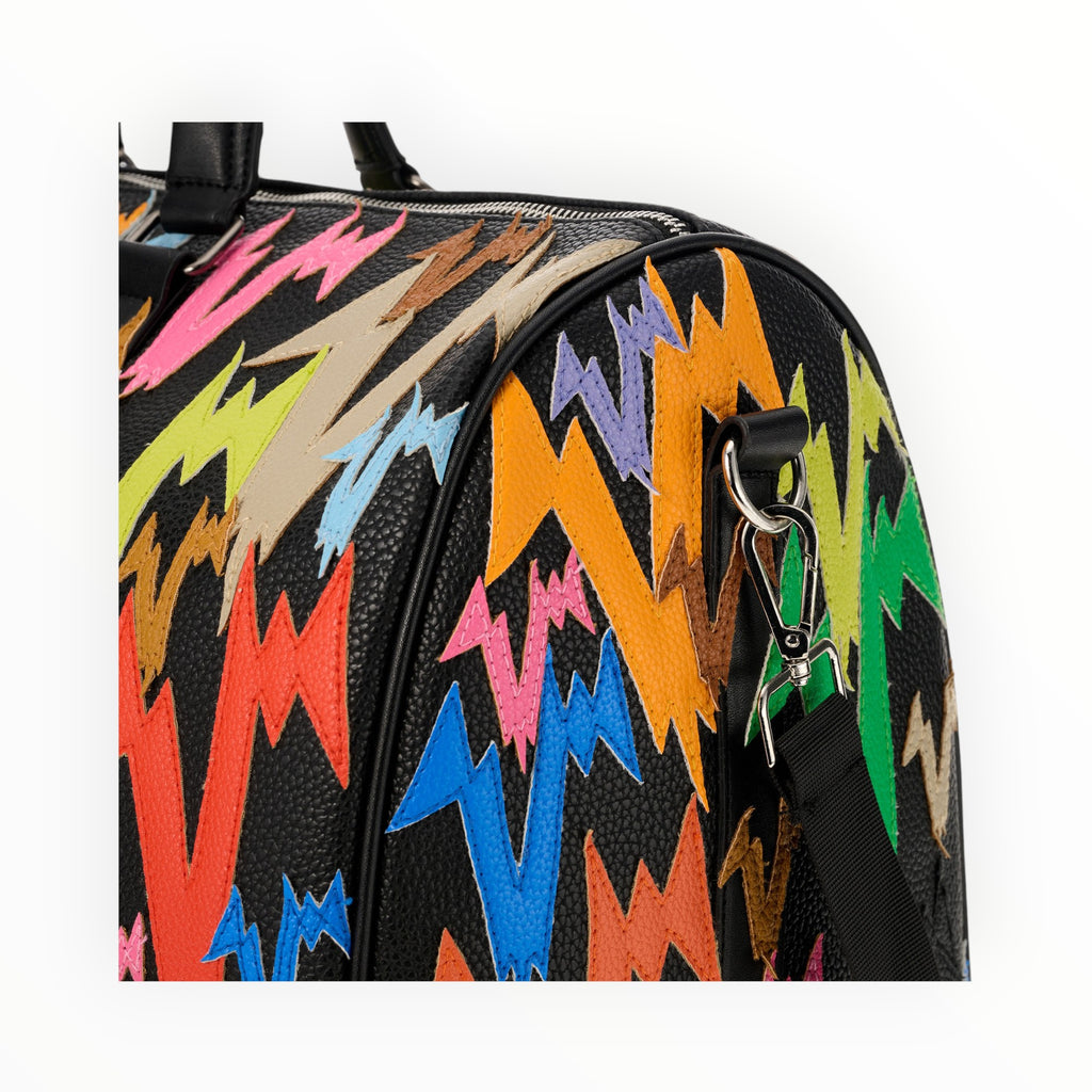 MULTICOLOR LEATHER PATCH DUFFLE BAG